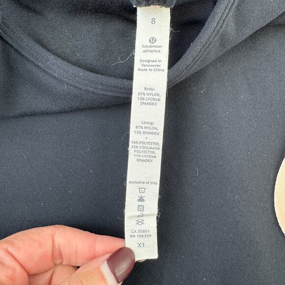 Lululemon Black Power Y Tank Luon Coolmax Built-in Bra Medium Support Size 8 - Picture 7 of 13